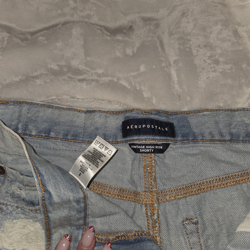 Aeropostale Light Blue Ripped Jean Shorts - Picture 2 of 3